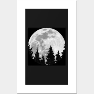 Full Moon and Redwoods Posters and Art